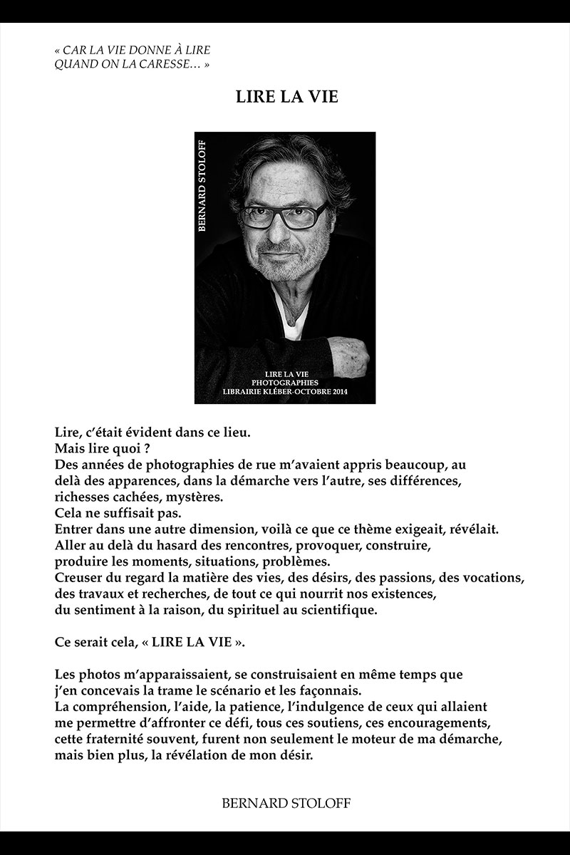 présentation de l'exposition "lire la vie" à la librairie Kléber octobre 2014